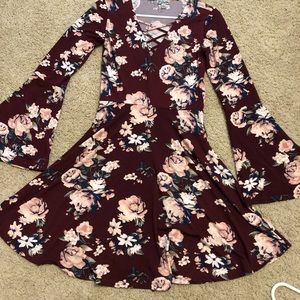 Strappy, wide arm, floral dress